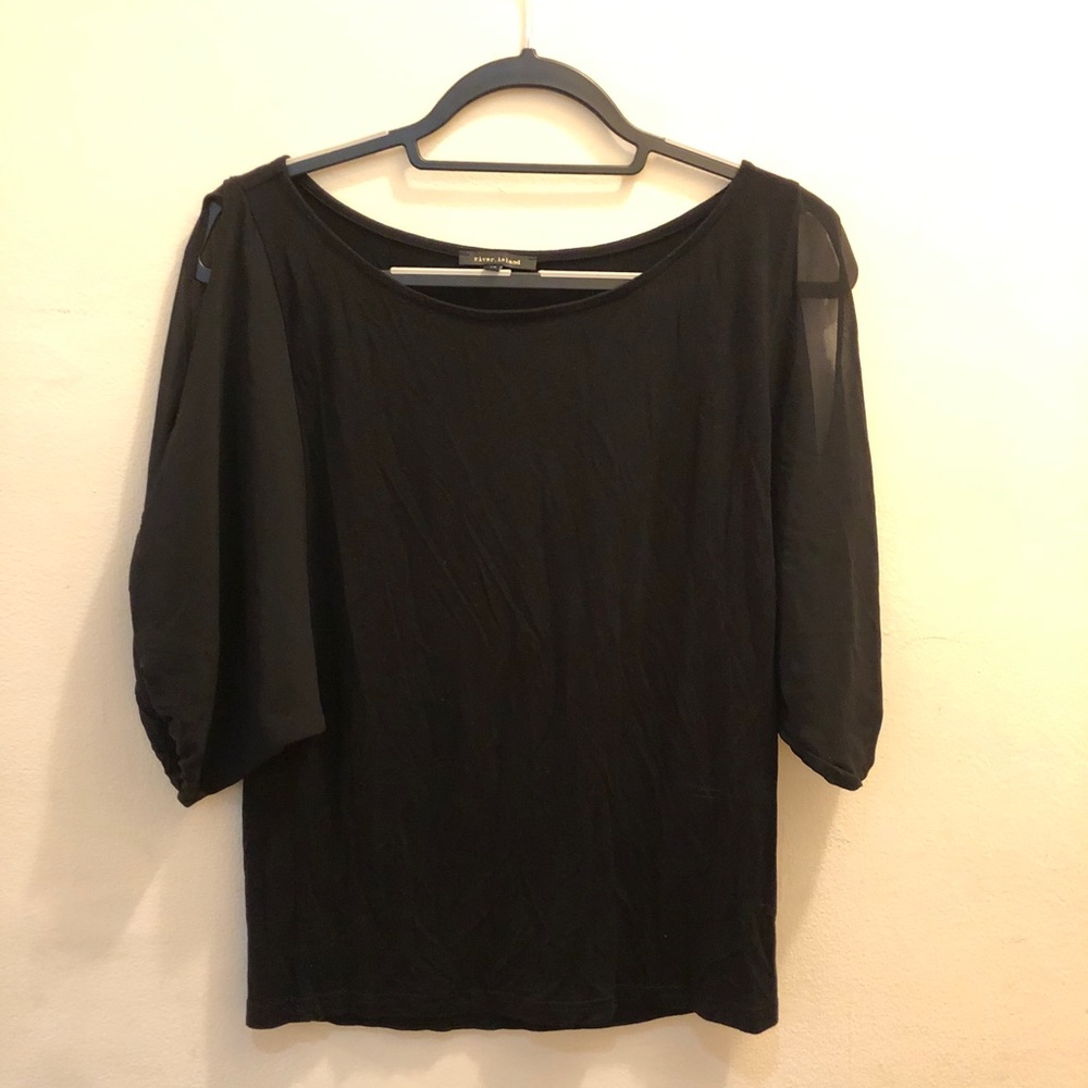 River Island Black Sheer Sleeved Blouse